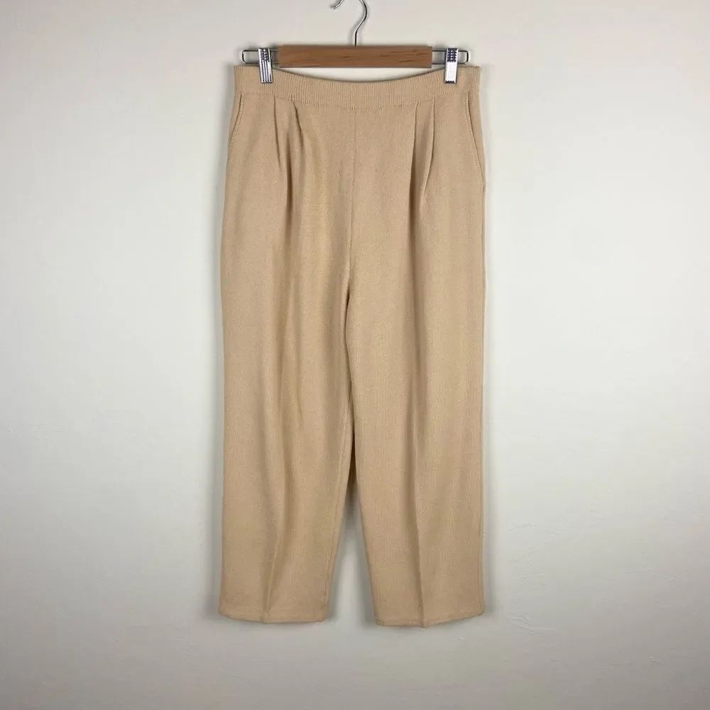 St. John Wide-Leg Pleated Trousers - Gold Cream